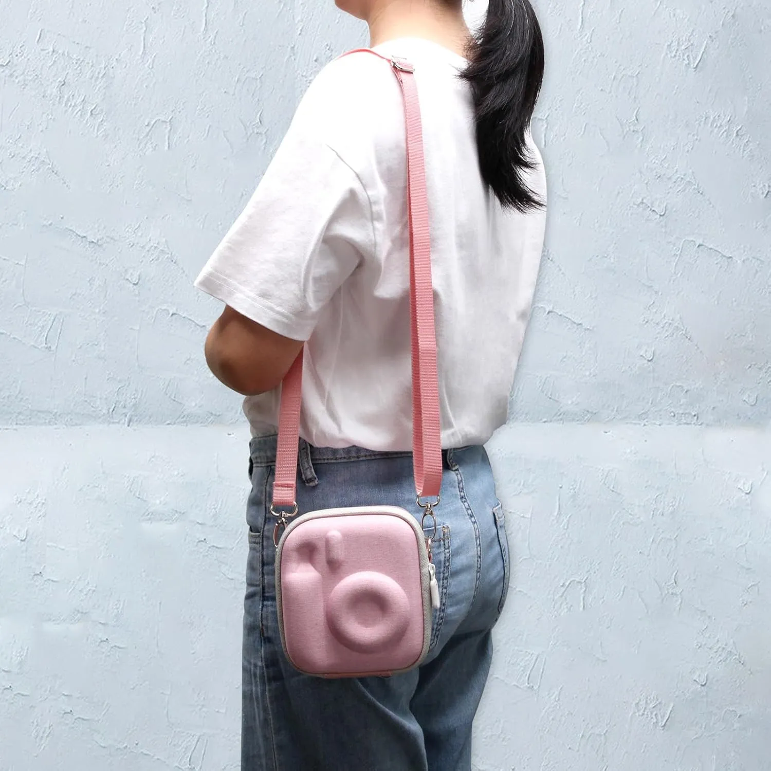 LTGEM Case Compatible with Fujifilm Instax Mini 12/11 / 10/9 / 8/7 / 7  Instant Camera and FUJIFILM Instax Mini Instant Flim with Shoulder Strap, Pink(Case Only)