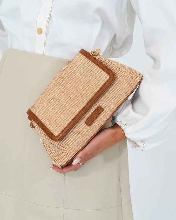 LUGANO CROSSBODY BAG | Tan Weave