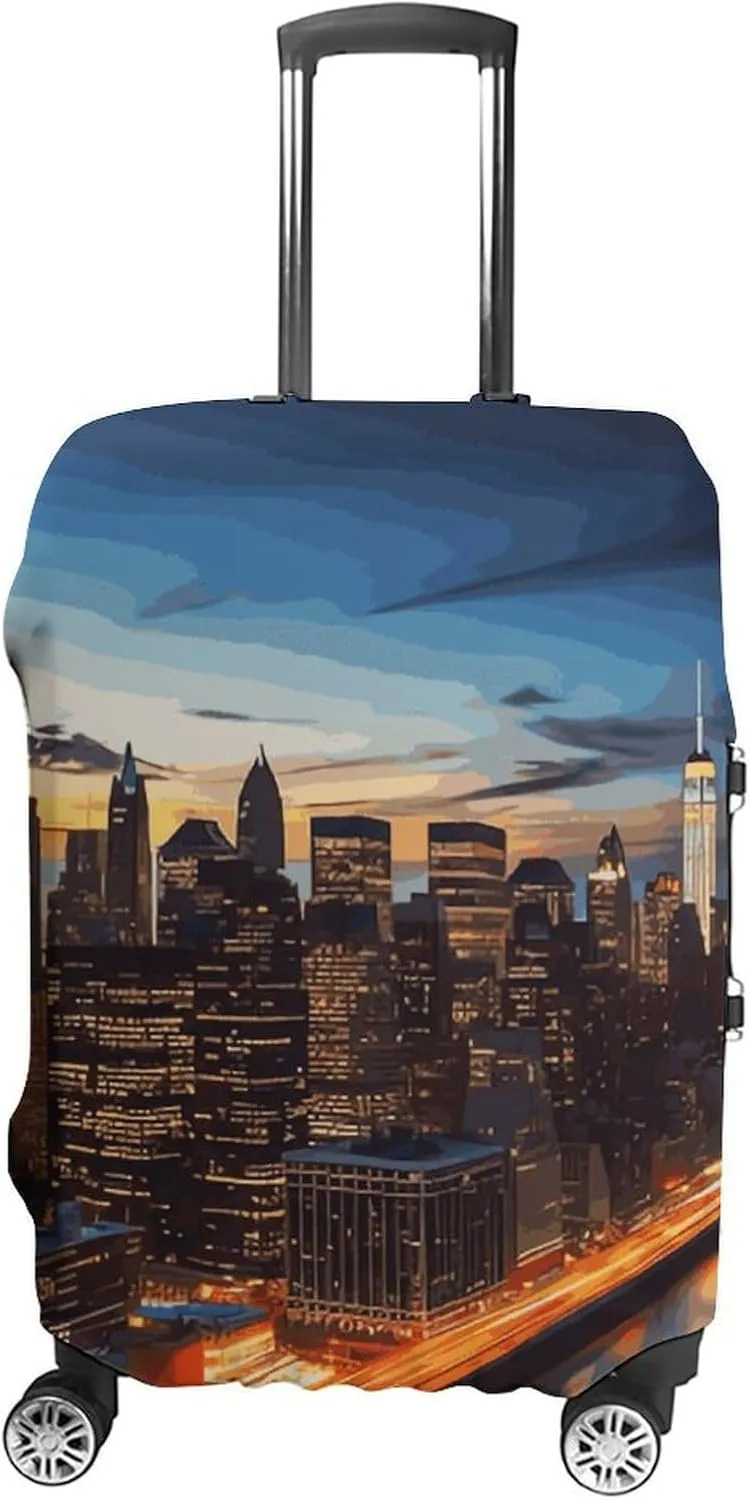 Luggage Cover for Travel, New York City Scenery Fashion Luggage Covers, Washable Stretch Suitcases Protector Fits 19-32 Inch Luggage XL