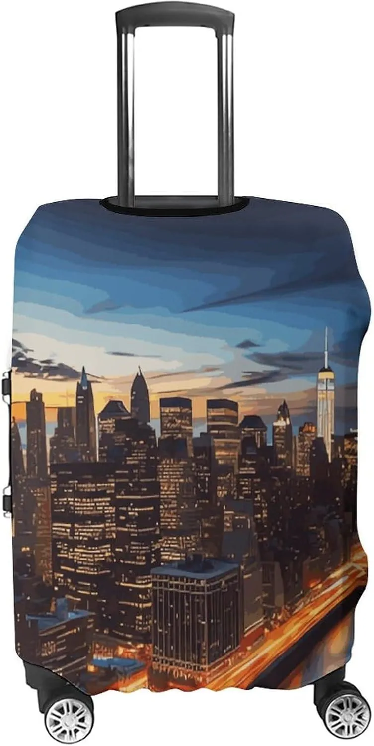 Luggage Cover for Travel, New York City Scenery Fashion Luggage Covers, Washable Stretch Suitcases Protector Fits 19-32 Inch Luggage XL