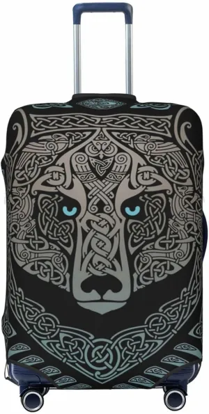 Luggage Cover For Travel Old Vikings Bear Norse Mythology Rune Odin– High Elasticity Business Trips 20-28 Inch.