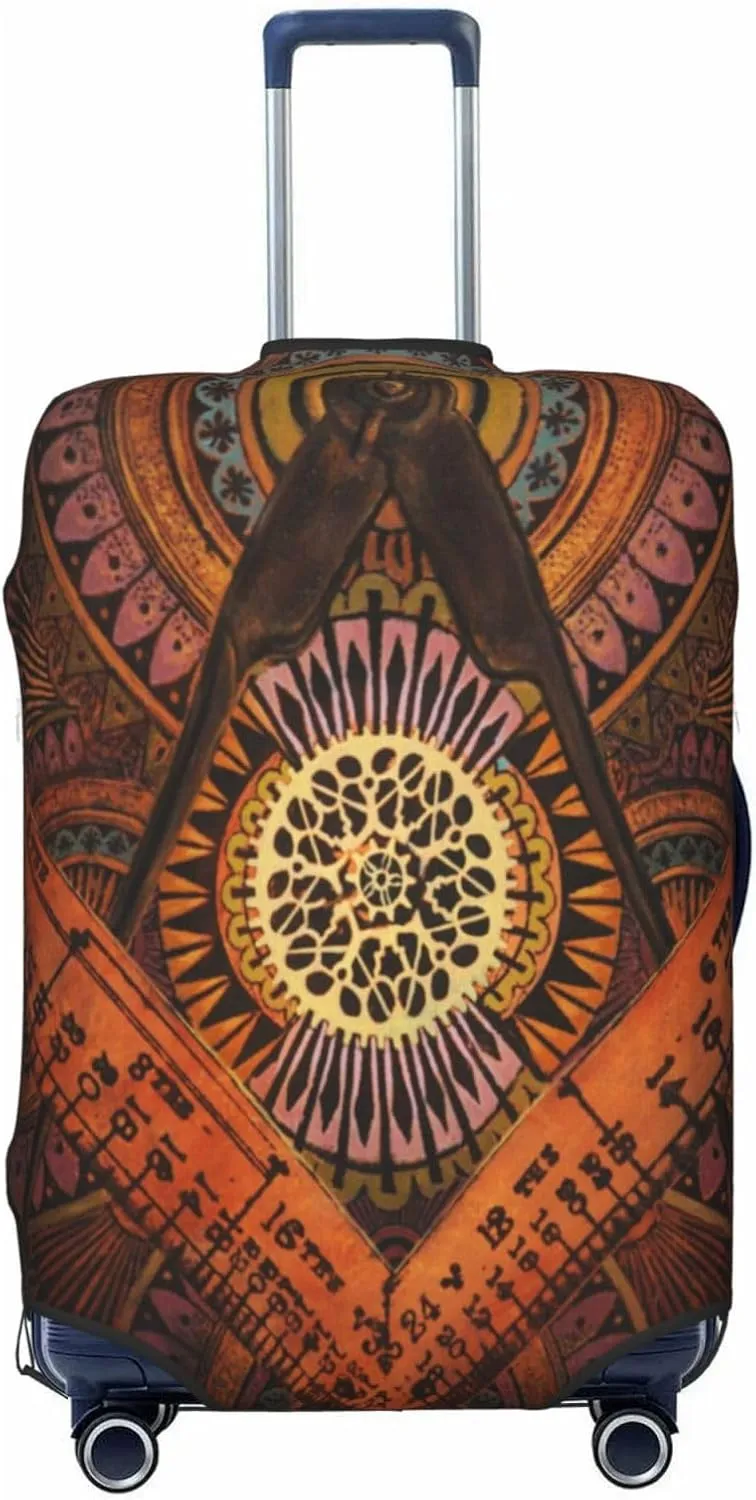 Luggage Cover For Travel Vintage Freemasonry Masonic Logo–dustproof Ideal For Travel 20-28 Inch.