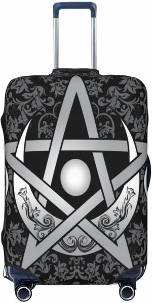 Luggage Cover For Travel Wiccan Occult Witch Pentagram Pentacle Flower– High Elasticity Ideal For Travel 20-28 Inch.