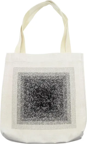 Lunarable Modern Art Tote Bag, Digital Futuristic Pixel Tech-Art with Dots Spots Artificial Abstract Pattern, Cloth Linen Reusable Bag for Shopping Books Beach and More, 16.5" X 14", Cream