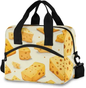 Lunch Bag Cheese Insulated Lunch Box for Women Men Tote Bag with Detachable Shoulder Strap for Office School Picnic Hiking