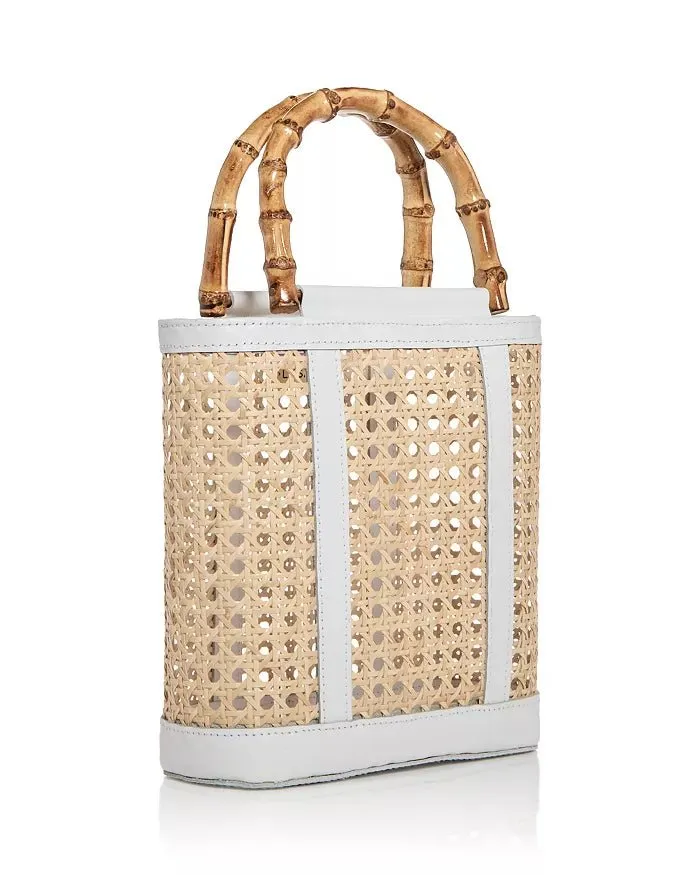 Lusana Emerald Open Weave Rattan Mini Tote