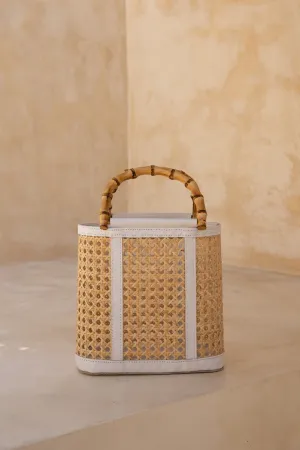 Lusana Emerald Open Weave Rattan Mini Tote