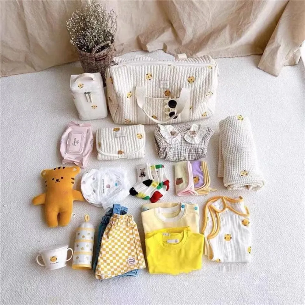 Lushandy Large Diaper Bag Tote, Cute Diaper Bag Puffer Travel Diaper Bag with Long Stap Hospital Bag Maternity Bag Nurse Bag