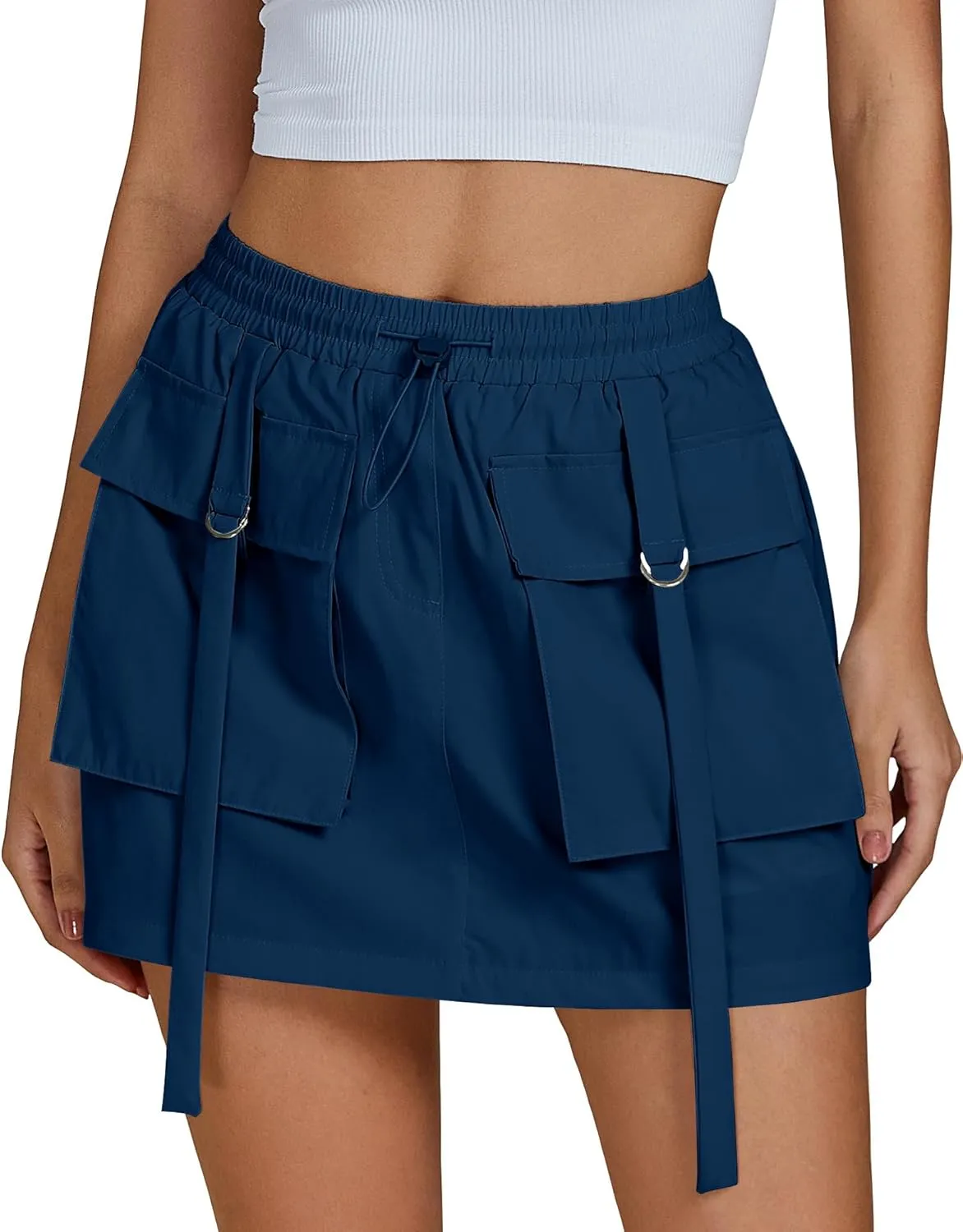 luvamia Skorts for Woman High Waisted Cargo Pocket Elastic Waist Fast Dry Casual Hiking Tennis Sports Skirts with Shorts