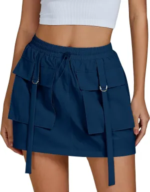 luvamia Skorts for Woman High Waisted Cargo Pocket Elastic Waist Fast Dry Casual Hiking Tennis Sports Skirts with Shorts