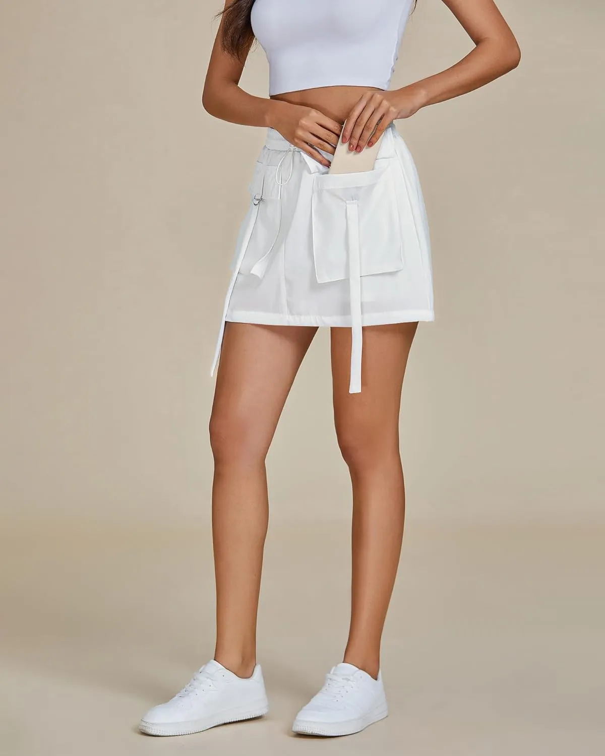 luvamia Skorts for Woman High Waisted Cargo Pocket Elastic Waist Fast Dry Casual Hiking Tennis Sports Skirts with Shorts