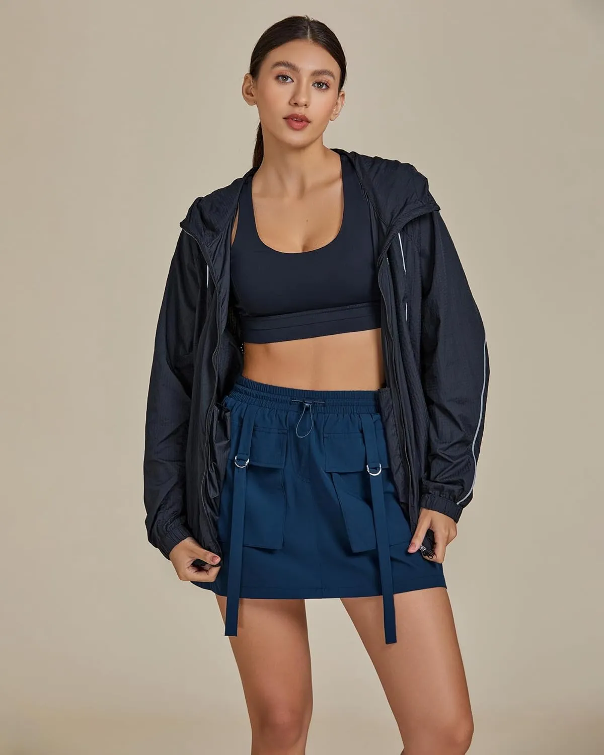 luvamia Skorts for Woman High Waisted Cargo Pocket Elastic Waist Fast Dry Casual Hiking Tennis Sports Skirts with Shorts