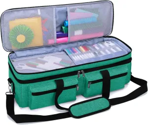 LUXJA Double-Layer Bag Compatible with Cricut Explore Air (Air2) and Maker, Carrying Bag Compatible with Cricut Die-Cut Machine and Supplies (Bag Only), Dark Green