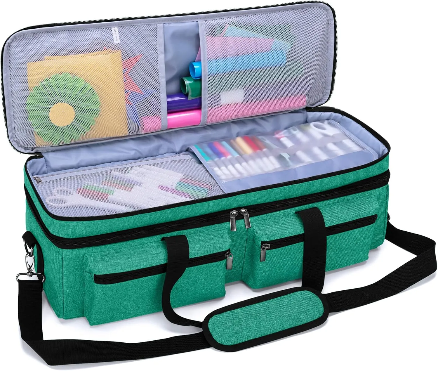 LUXJA Double-Layer Bag Compatible with Cricut Explore Air (Air2) and Maker, Carrying Bag Compatible with Cricut Die-Cut Machine and Supplies (Bag Only), Dark Green