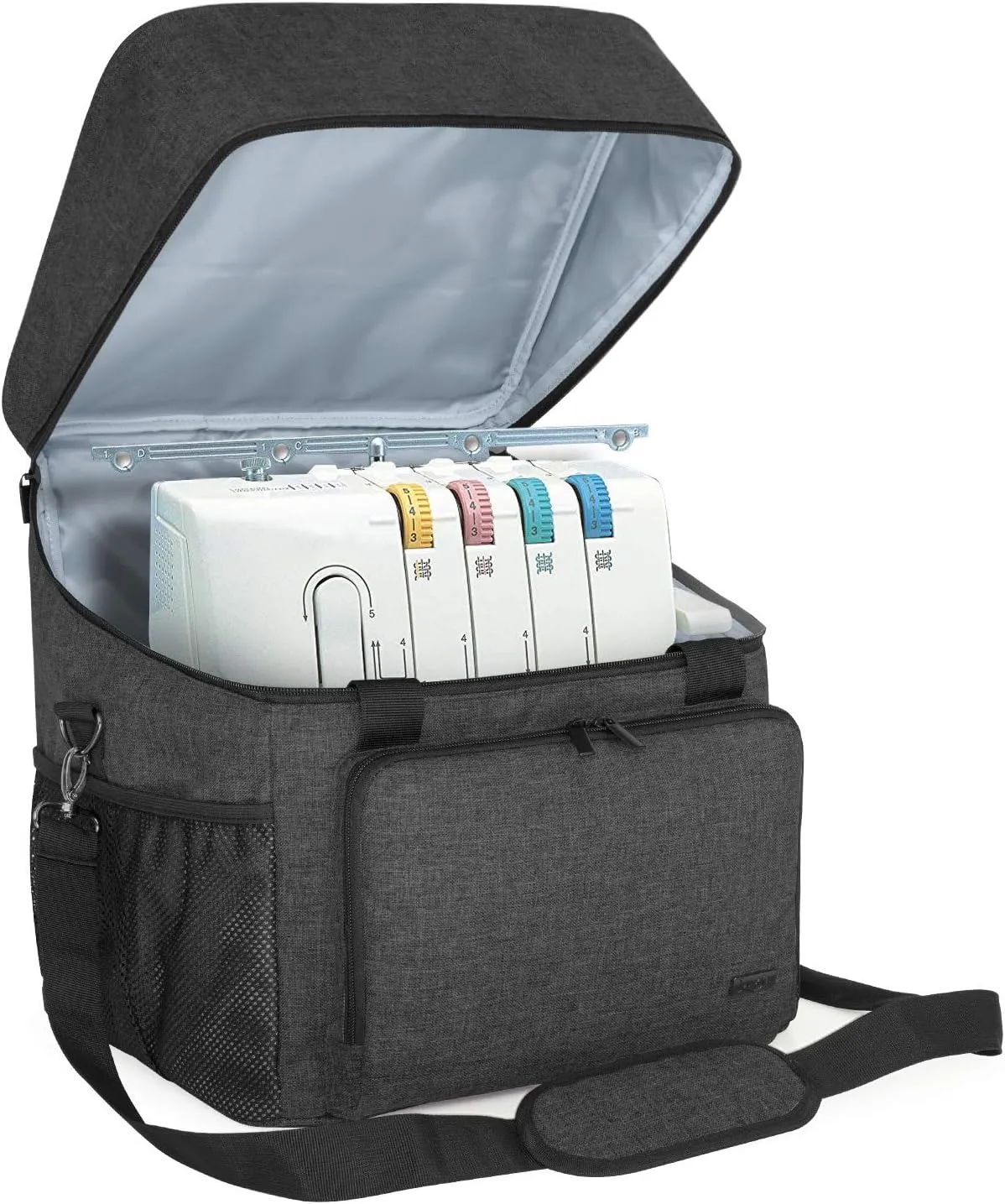 LUXJA Serger Case for Most Standard Overlock Machines, Serger Bag with Accessories Storage Pockets (Patented Design), Black