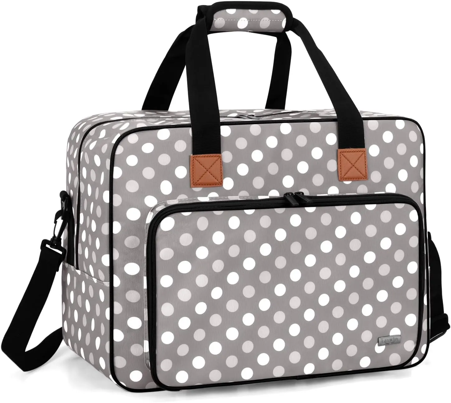 LUXJA Sewing Machine Bag, Portable Tote Bag Compatible with Most Brother, Singer Sewing Machines and Extra Sewing Accessories, Gray Dots