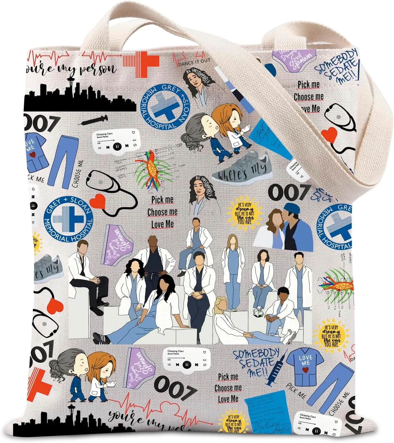 Lywjyb Birdgot You’re My Person Shopping Bag TV Show Inspired Tote Bag Gifts For Nurse Doctor Women