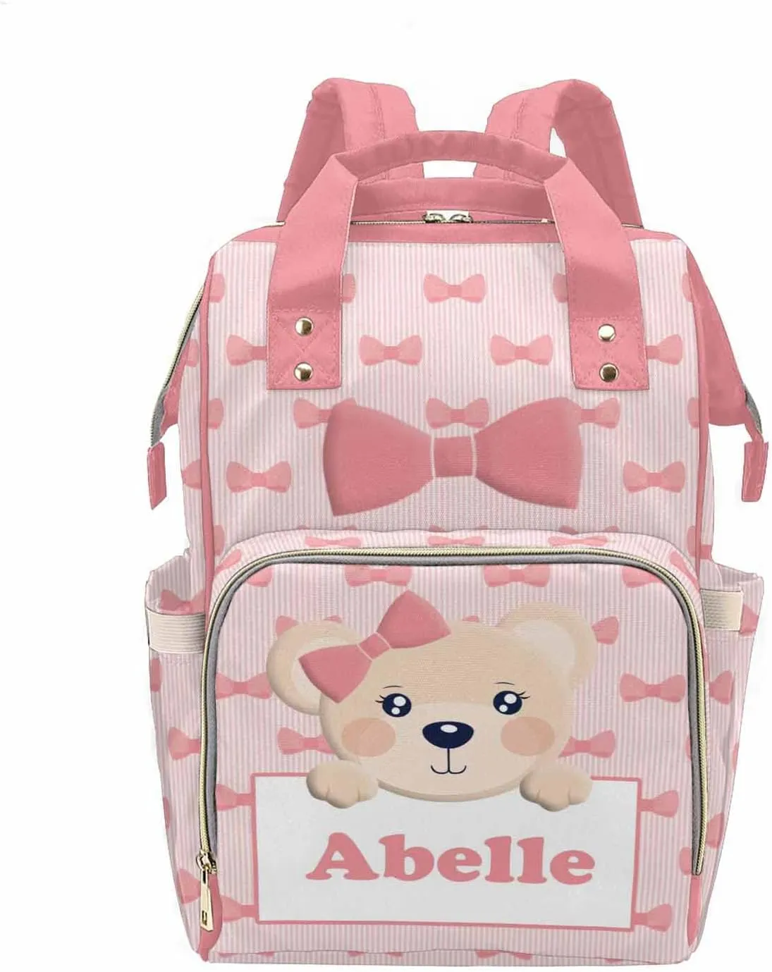 M YESCUSTOM Baby Diaper Bag Custom Name Letter Personalized Butterfly Baby Bag Customized Mom Travel Backpack Pink