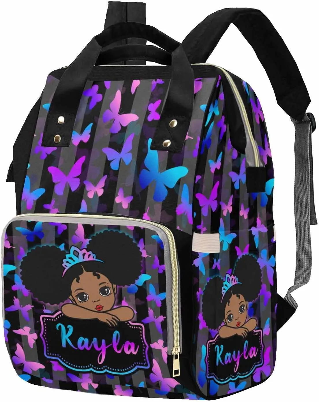 M YESCUSTOM Custom Baby Diaper Backpack Personalized Name Diaper Bag Flower Princess Mommy Bag Baby Nappy Bag for Mom Daddy