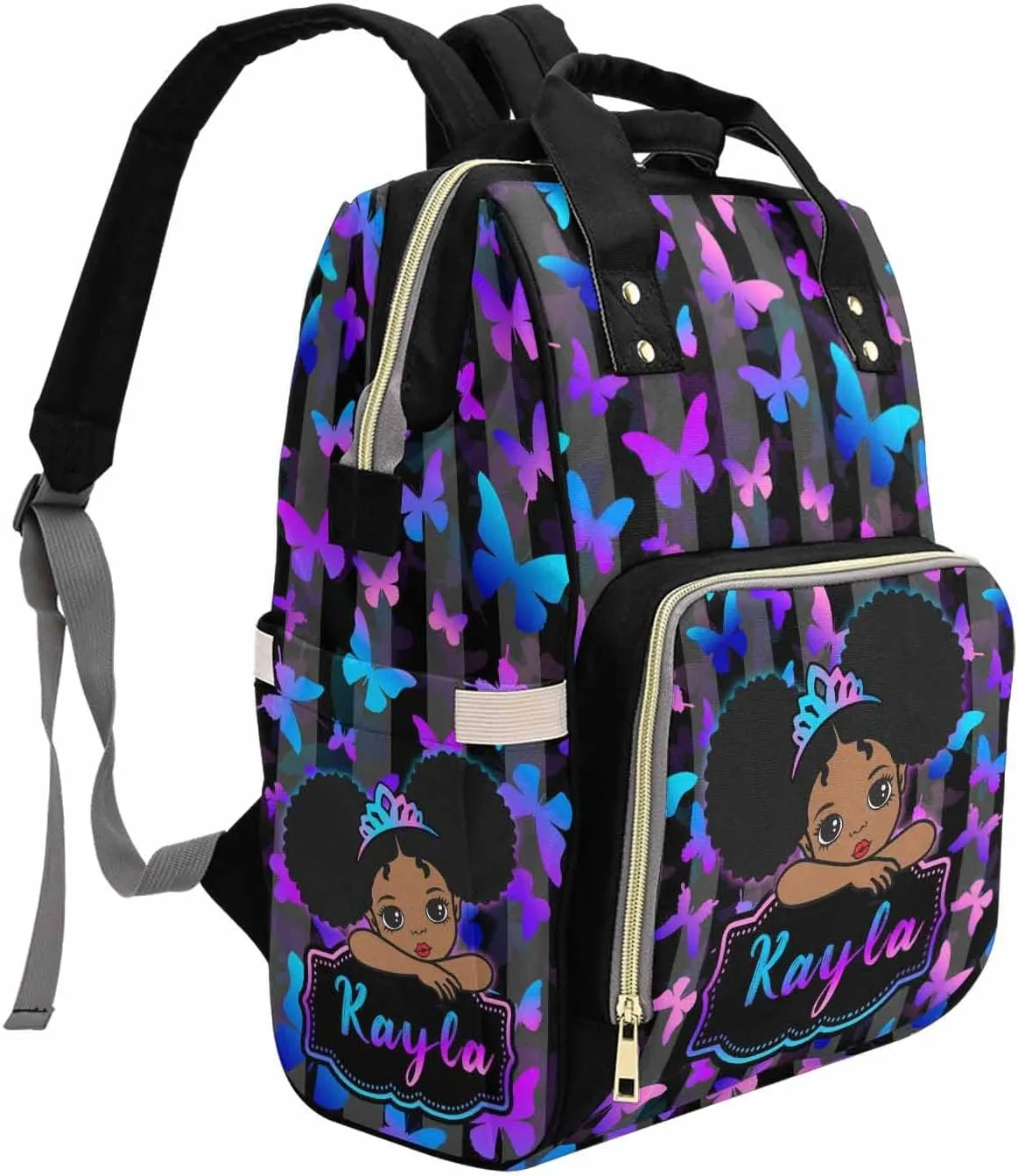M YESCUSTOM Custom Baby Diaper Backpack Personalized Name Diaper Bag Flower Princess Mommy Bag Baby Nappy Bag for Mom Daddy