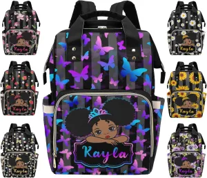 M YESCUSTOM Custom Baby Diaper Backpack Personalized Name Diaper Bag Flower Princess Mommy Bag Baby Nappy Bag for Mom Daddy