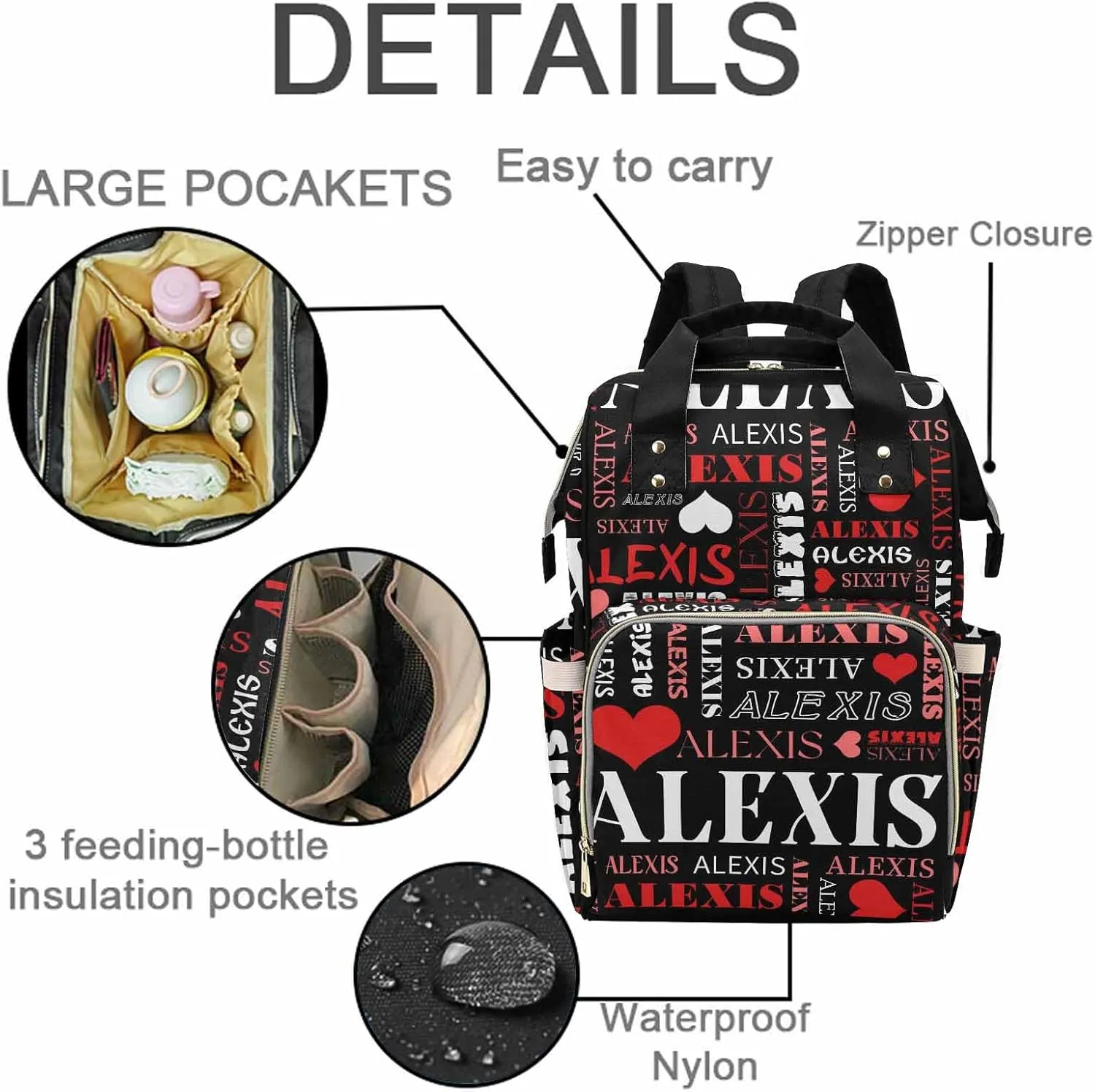 M YESCUSTOM Custom Diaper Bag Backpack for Girls Boys Large Capacity with Pockets Purple Butterfly Personalized Baby Diaper Bags for Mom Waterproof Nappy Baby Bag with Name Mothers Day Gift
