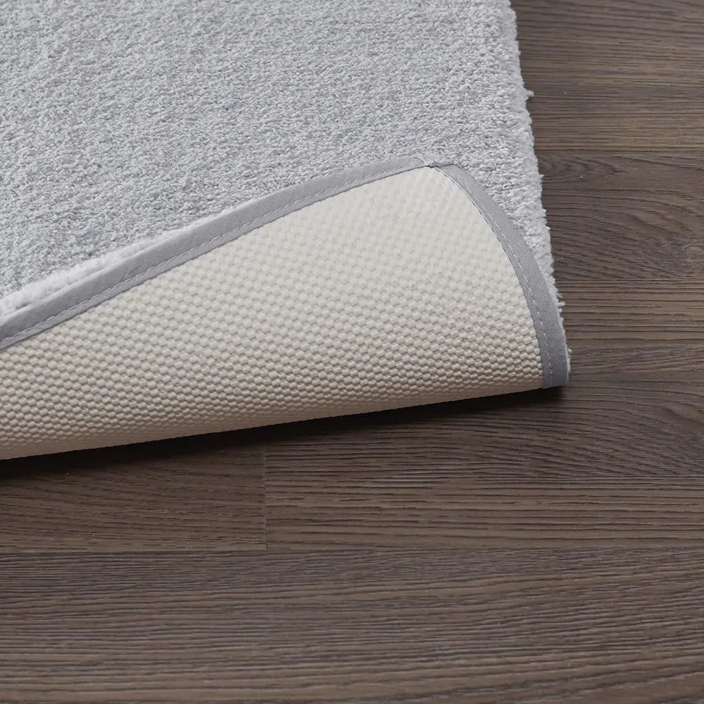 Madison Park Signature Marshmallow Bathroom Rug Non Slip, Luxrurious Plush Bath Mat, Absorbent, Quick Dry, Spa Design Bath Room Décor, 20x24, Grey