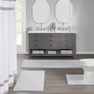 Madison Park Signature Marshmallow Bathroom Rug Non Slip, Luxrurious Plush Bath Mat, Absorbent, Quick Dry, Spa Design Bath Room Décor, 20x24, Grey