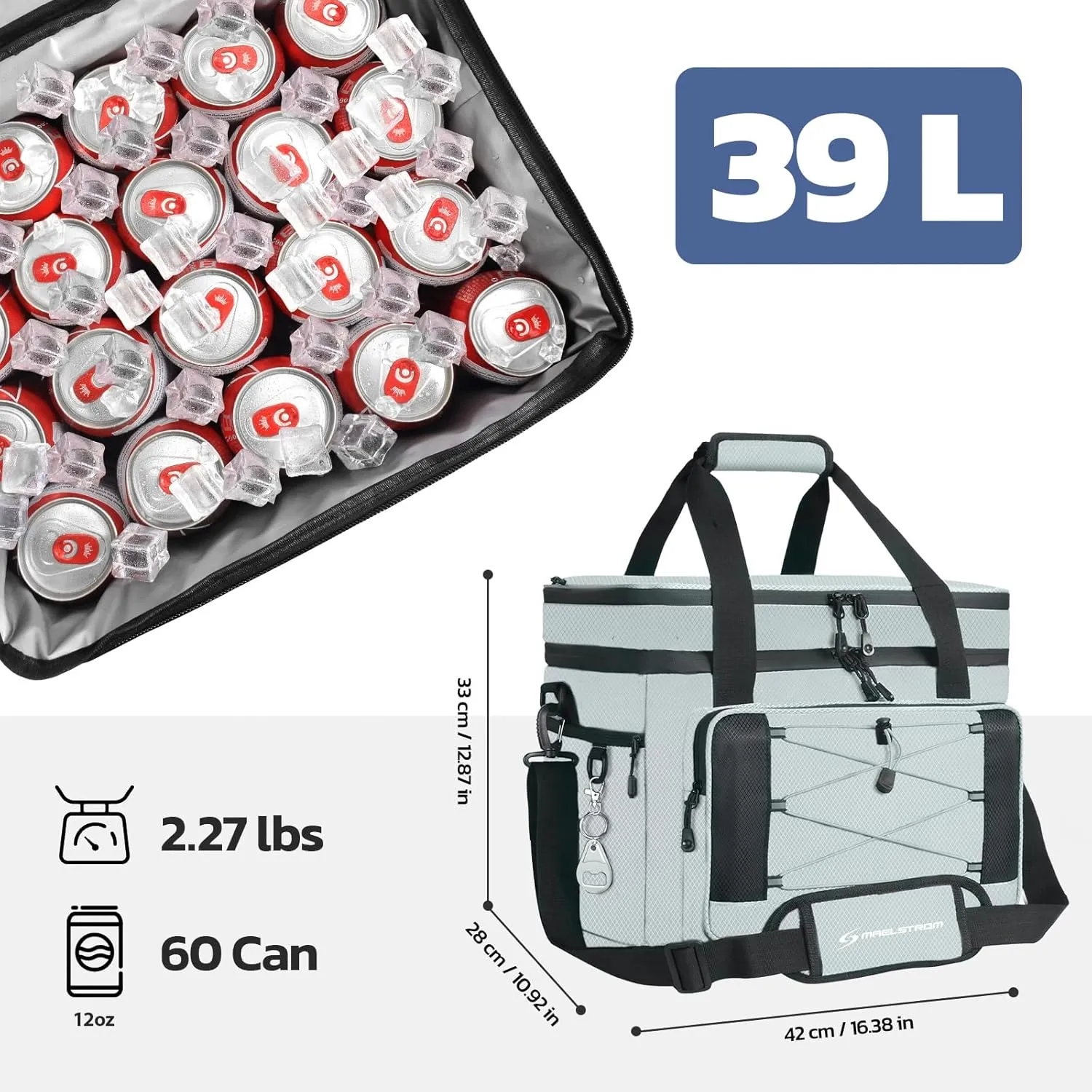 Maelstrom Soft Cooler Bag,Collapsible Soft Sided Cooler,24/30/60/75 Cans Beach Cooler,Ice Chest,Large Leakproof Camping Cooler,Portable Travel Cooler for Grocery Shopping,Camping,Road Trips