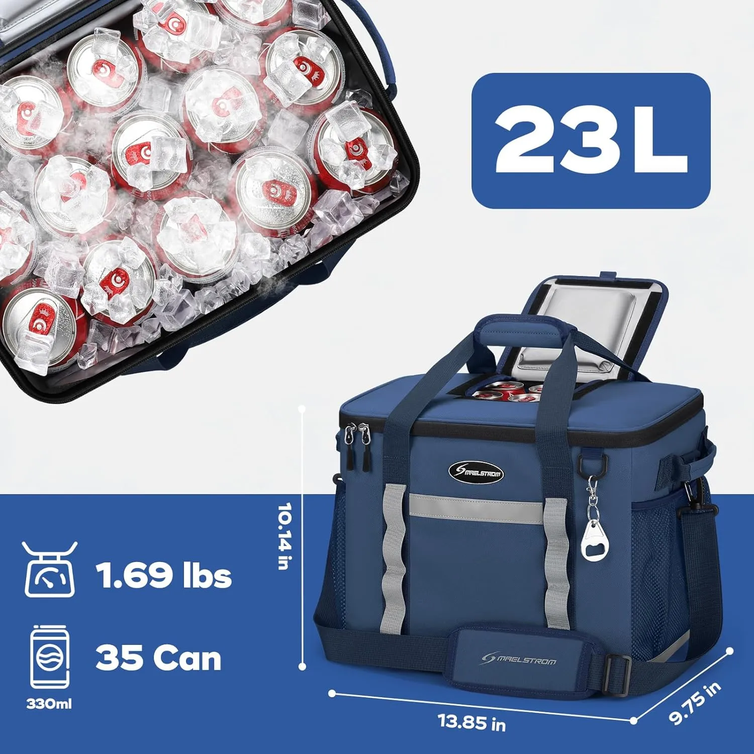 Maelstrom Soft Cooler Bag,Collapsible Soft Sided Cooler,24/30/60/75 Cans Beach Cooler,Ice Chest,Large Leakproof Camping Cooler,Portable Travel Cooler for Grocery Shopping,Camping,Road Trips