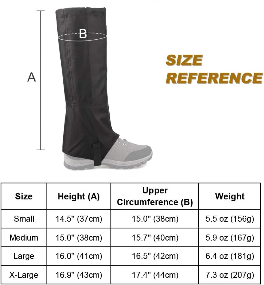 MAGARROW Leg Gaiters Hiking Snow Boot Gaiter Outdoor Waterproof Gaiters Shoes Cover Oxford Fabric