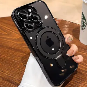 Magnetic Case for iPhone 16 Pro Max Case Invisible Stand [Military Drop Protection][Compatible with MagSafe] Full Camera Protection Soft TPU for iPhone 16 ProMax 6.9 Inches-Black