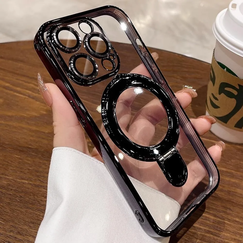Magnetic Case for iPhone 16 Pro Max Case Invisible Stand [Military Drop Protection][Compatible with MagSafe] Full Camera Protection Soft TPU for iPhone 16 ProMax 6.9 Inches-Black