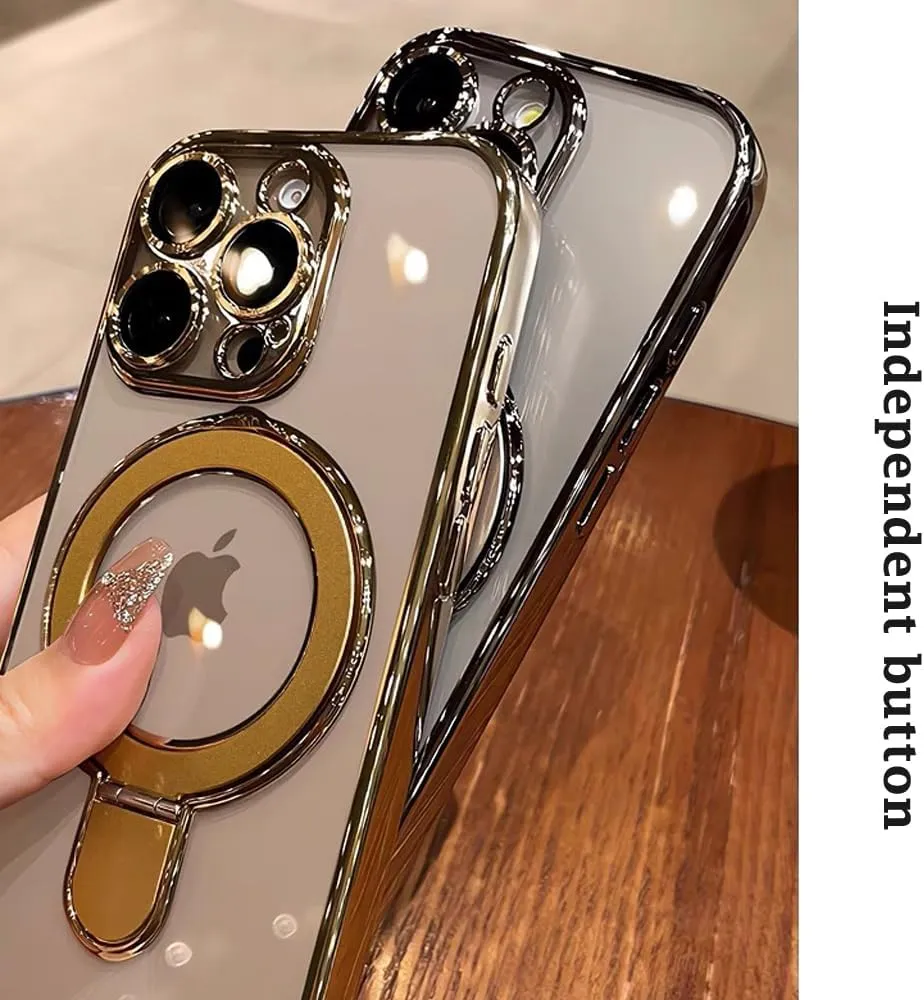 Magnetic Case for iPhone 16 Pro Max Case Invisible Stand [Military Drop Protection][Compatible with MagSafe] Full Camera Protection Soft TPU for iPhone 16 ProMax 6.9 Inches-Blue