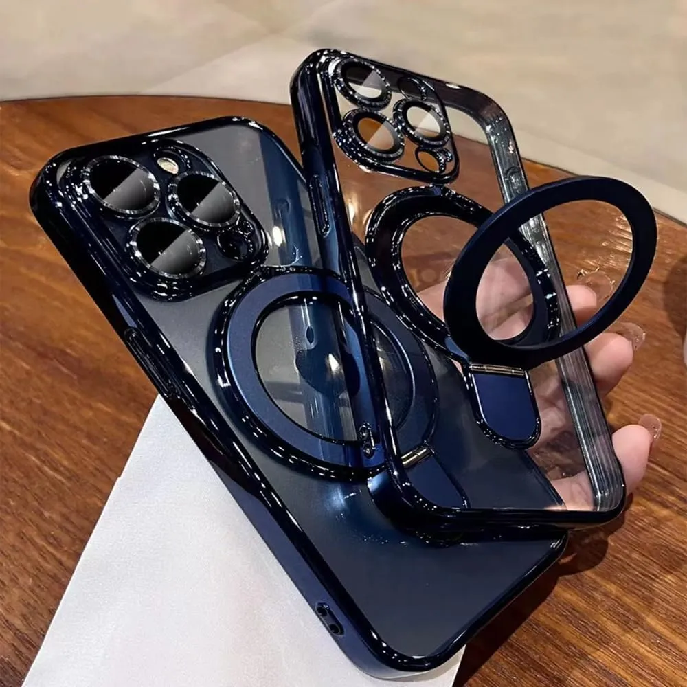 Magnetic Case for iPhone 16 Pro Max Case Invisible Stand [Military Drop Protection][Compatible with MagSafe] Full Camera Protection Soft TPU for iPhone 16 ProMax 6.9 Inches-Blue
