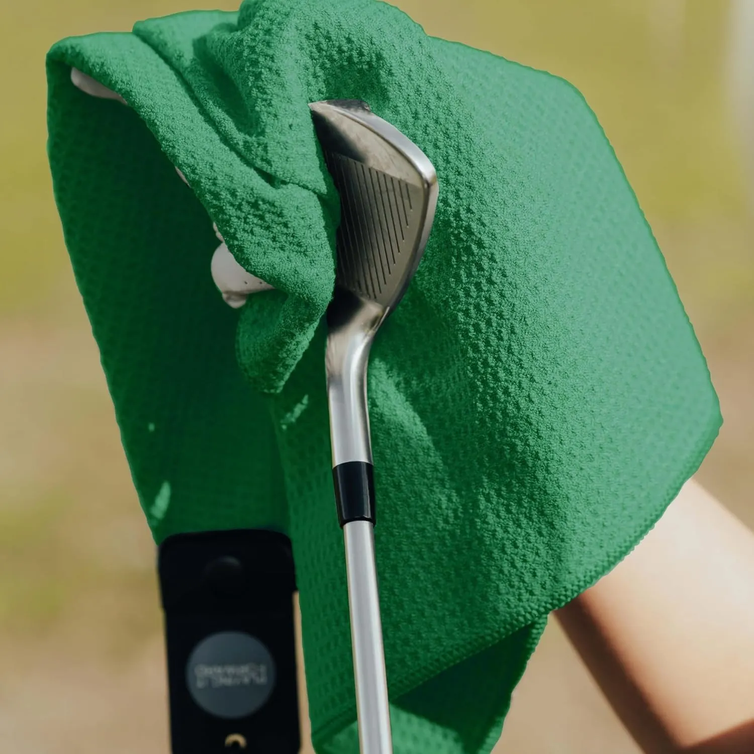 Magnetic Golf Towel with Clip - Waffle Weave Microfiber Towel with Industrial Strength Magnet for Golf Bag & Cart - Club Cleaner & Golfing Accessories Gifts for Mothers Day, Green