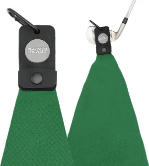 Magnetic Golf Towel with Clip - Waffle Weave Microfiber Towel with Industrial Strength Magnet for Golf Bag & Cart - Club Cleaner & Golfing Accessories Gifts for Mothers Day, Green