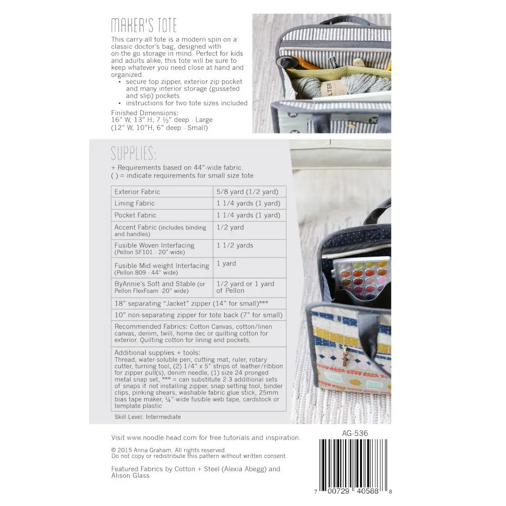 Maker's Tote Bag Pattern