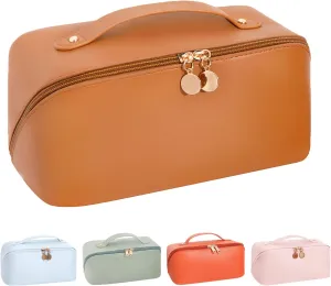 Makeup Bag, Travel Cosmetic Bag for women Girls, large capacity Multifunctional Storage Cosmetic Bags, Makeup Organizer Waterproof (Khaki color)