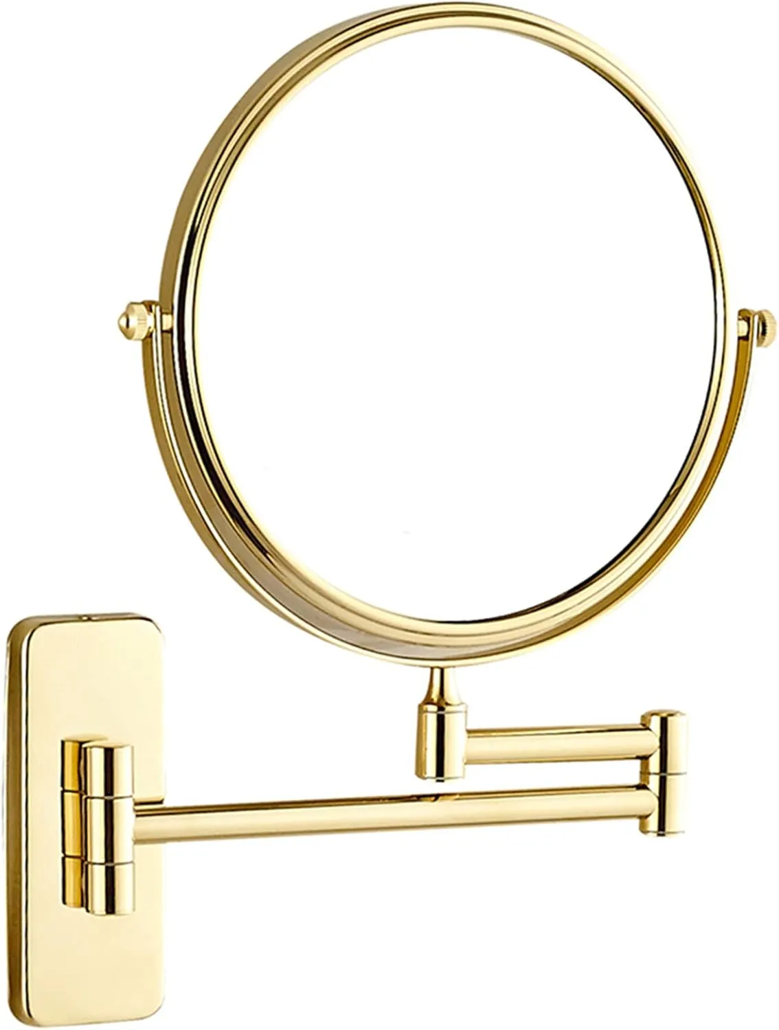 Makeup Mirror, 8 inch Double Sided Shaving Magnifying Mirror, Adjustable Wall Mounted Bathroom Swivel Folding Cosmetic Vanity Mirrors,Gold,3X