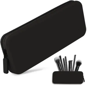 MAKUP Silicone Makeup Bag, Makeup Brush Holder with Zipper for Organizing Cosmetics, Makeup Brushes, Tools and Pencils, Washable Makeup Brush Holder Pouch for Travel (Black Out)