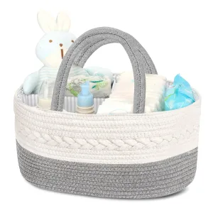 Maliton Diaper Caddy Organizer for Baby Boy- Cotton Rope for Changing Table, Nursery Storage, Newborn Baby Must Have Items
