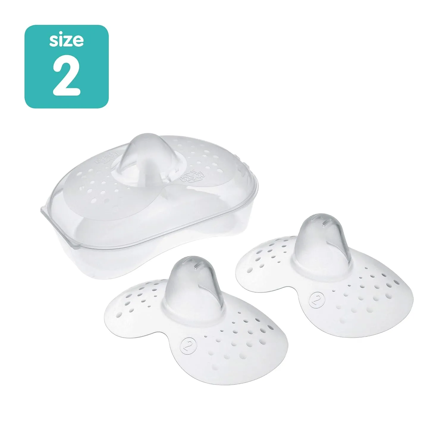 MAM Breastfeeding Nipple Shields Bundle with Sterilizing Case, Size 1 Small 17mm & Size 2 Regular 23mm, 2-Count Each