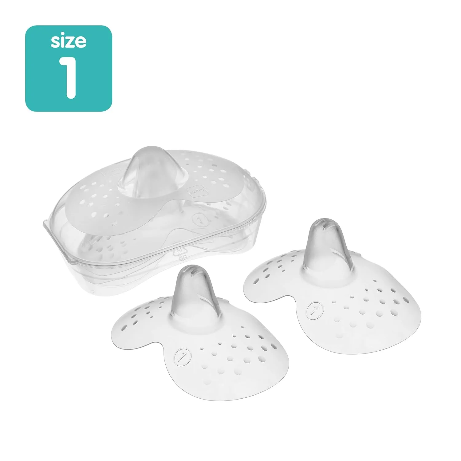 MAM Breastfeeding Nipple Shields Bundle with Sterilizing Case, Size 1 Small 17mm & Size 2 Regular 23mm, 2-Count Each