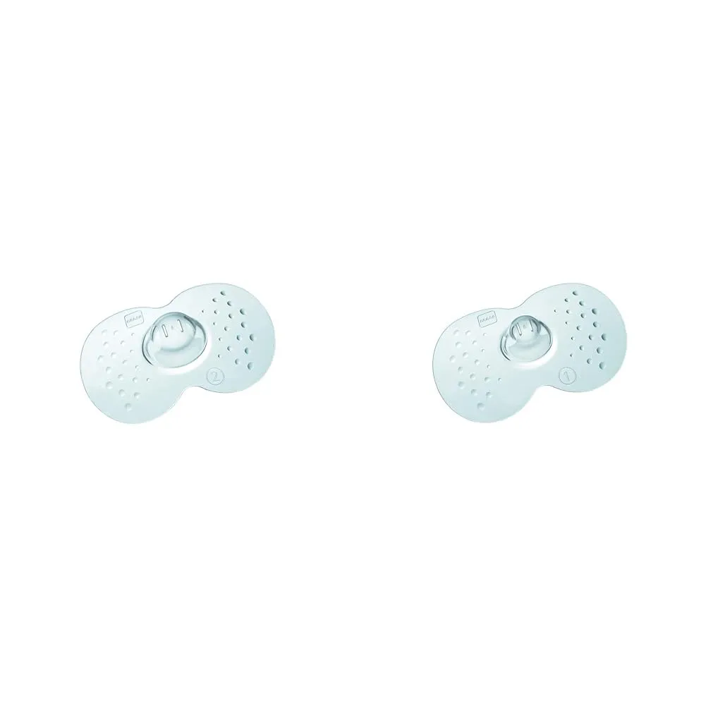 MAM Breastfeeding Nipple Shields Bundle with Sterilizing Case, Size 1 Small 17mm & Size 2 Regular 23mm, 2-Count Each
