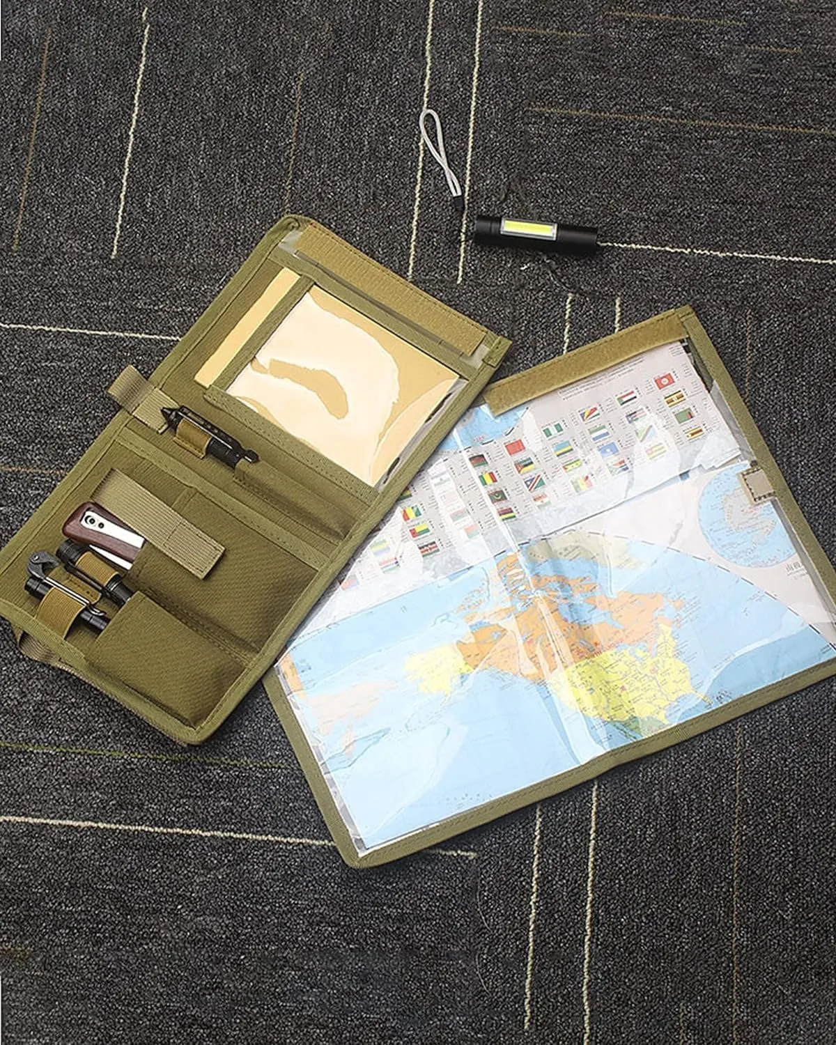 Map Case,Tactical Notebook,Waterproof map case Multifunctional Map Case for Military Hiking, Tactical, Outdoor Activities (CP)