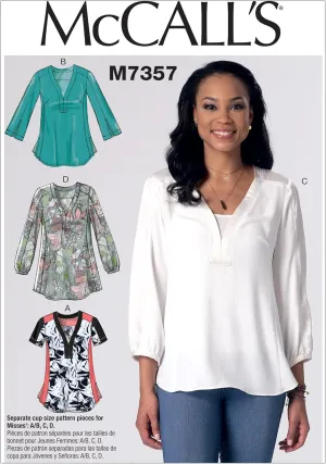 McCall's Patterns M7357E50 M7357 Misses' Banded Tops with Yoke, Size E5 (14-16-18-20-22)