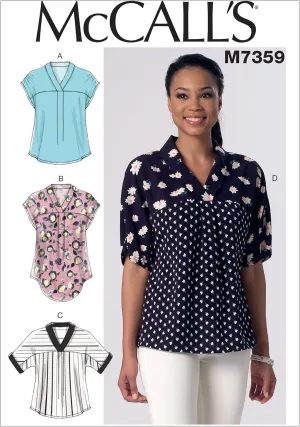 McCall's Patterns M7359 Misses' V-Neck Dolman Sleeve Tops, ZZ (Large-X-Large-XX-Large)