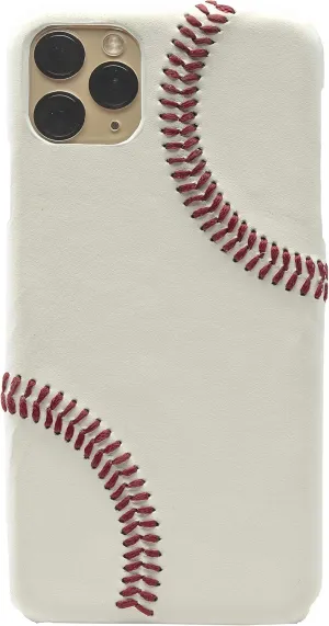 mcmadley Baseball Phone Case for iPhone 11 Pro - Made with Professional Baseball Leather and Raised Red Hand Stitching, Thin Case, Protective Grip, Authentic Leather Cover (iPhone 11 Pro)
