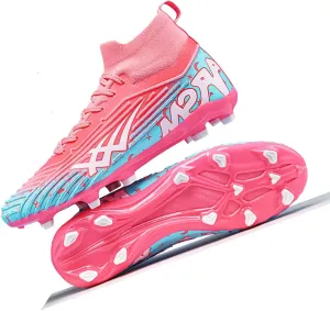 MEBAMY Men's Soccer Shoes High-Top Soccer Cleats Outdoor Breathable Athletic Professional Spikes Youth Boys Football Shoes Unisex